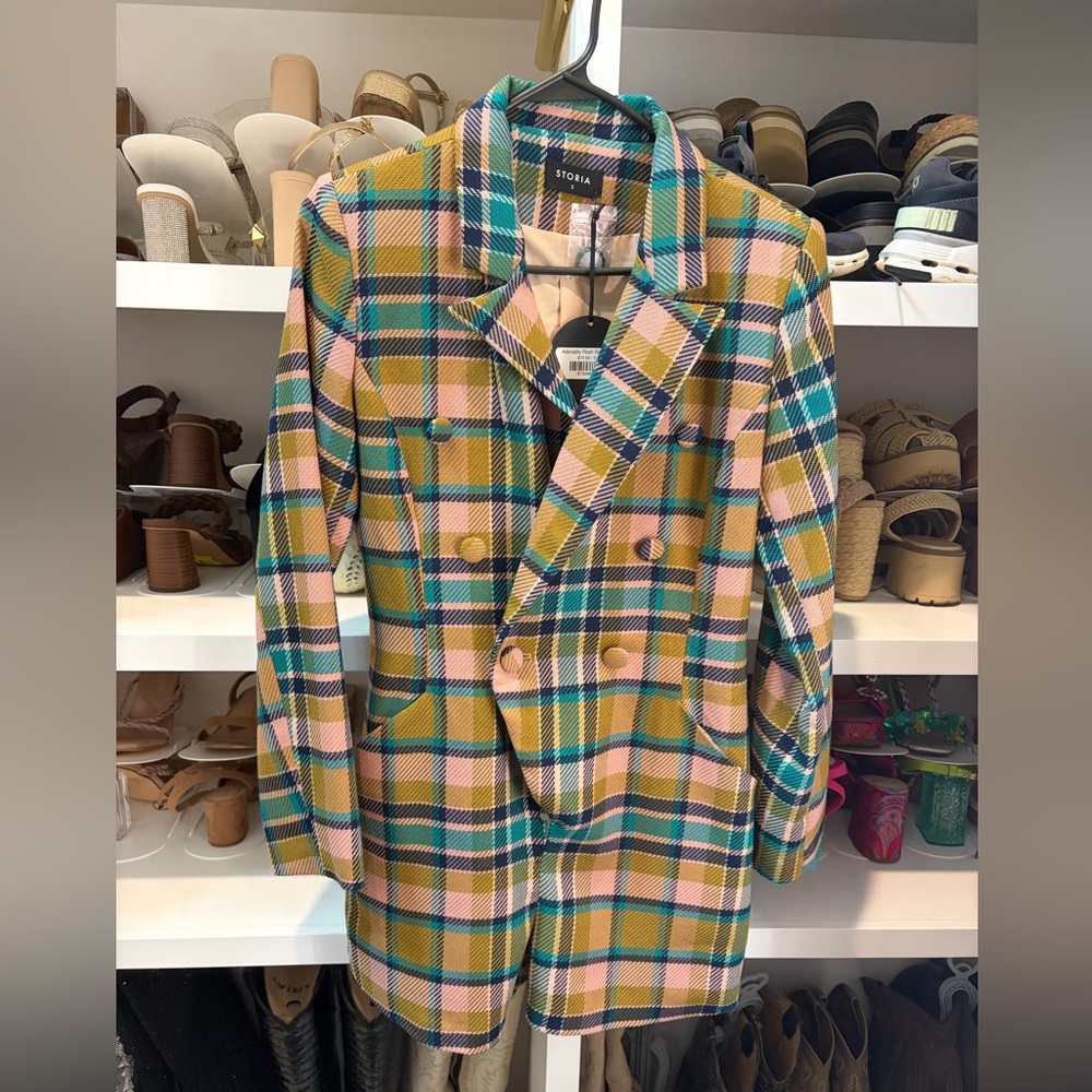 STORIA Multicolor Plaid Blazer Romper